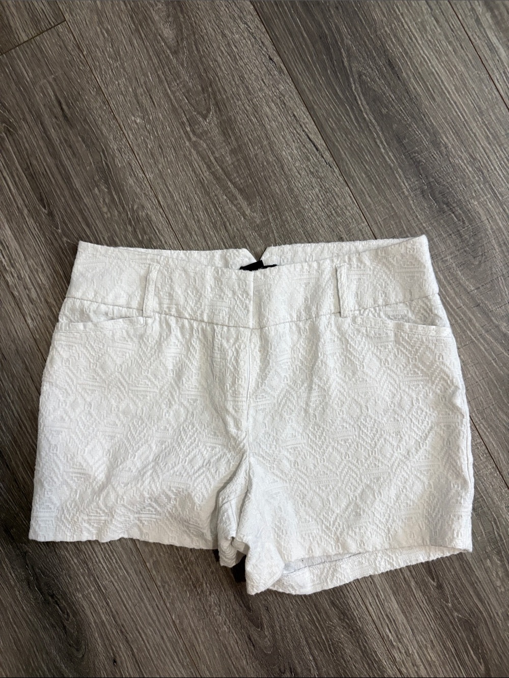 Soho Apparel White Textured High-Waist Shorts